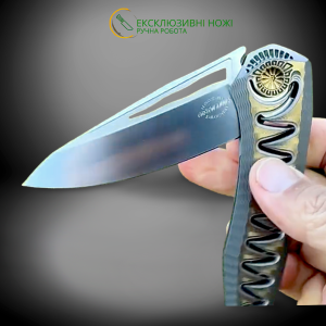 ГАТОР (GATOR) колекційний складний ніж ручної роботи студії LESBAR KNIVES, RWL-34™ 61-62 HRC